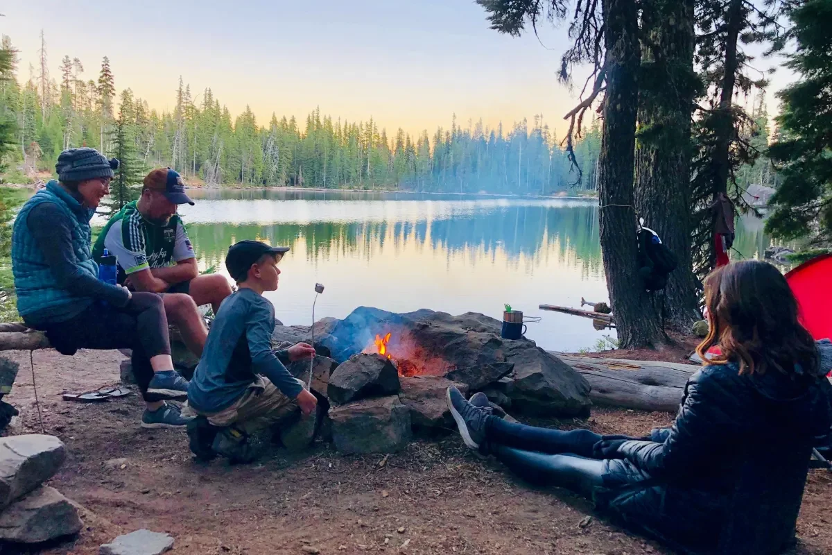 Family Camping at a Lake