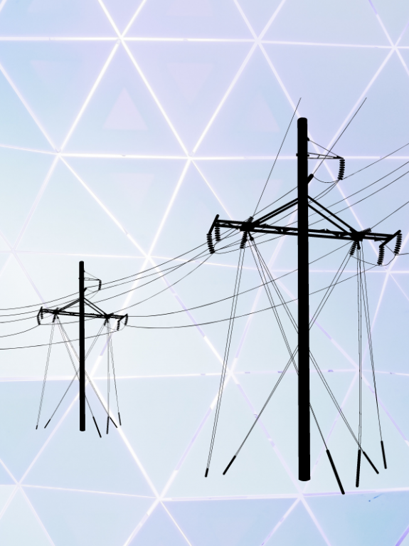 Abstract pastel triangle graphic with powerlines