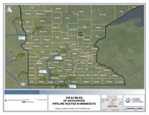 Map of Summit Carbon Solutions Proposed CO2 pipeline project in Minnesota from their website.