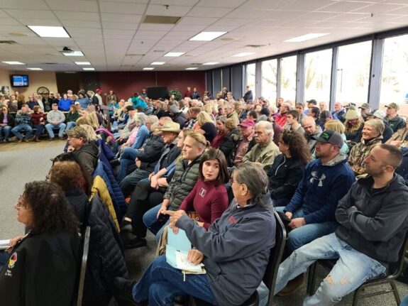 The attendees/crowd at the recent Town Hall Meeting in Granite Falls about the Upper Sioux Agency State Park land transfer.