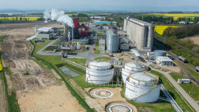 aerial view of an ethanol plant