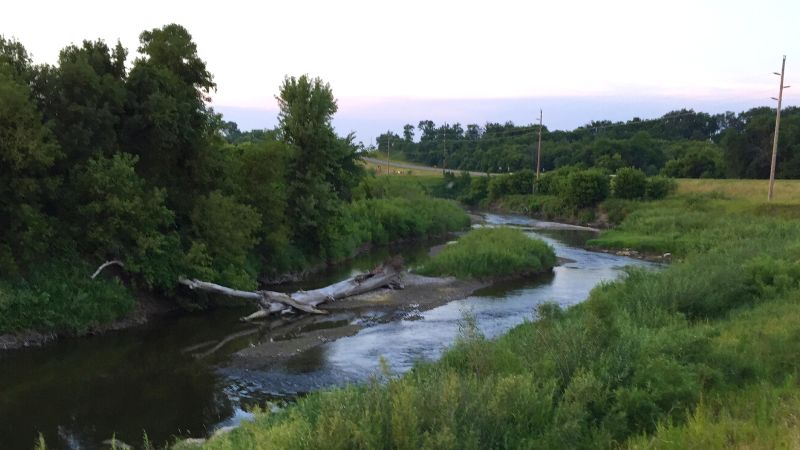 A rural Minnesota river at dusk