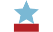 blue star on a red bar | CURE icon for Rural Democracy