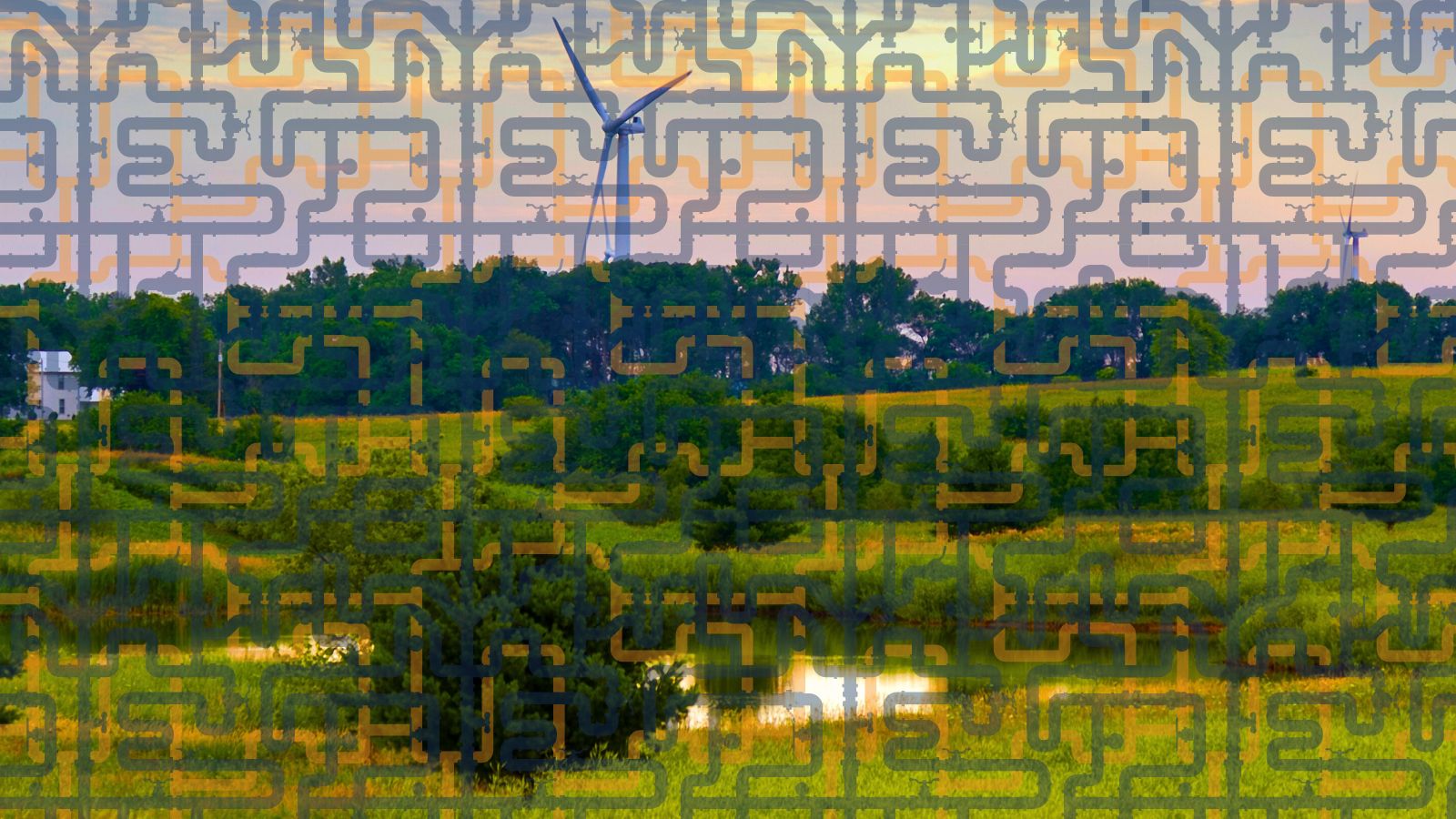 a Minnesota landscape overlaid with pipelines.