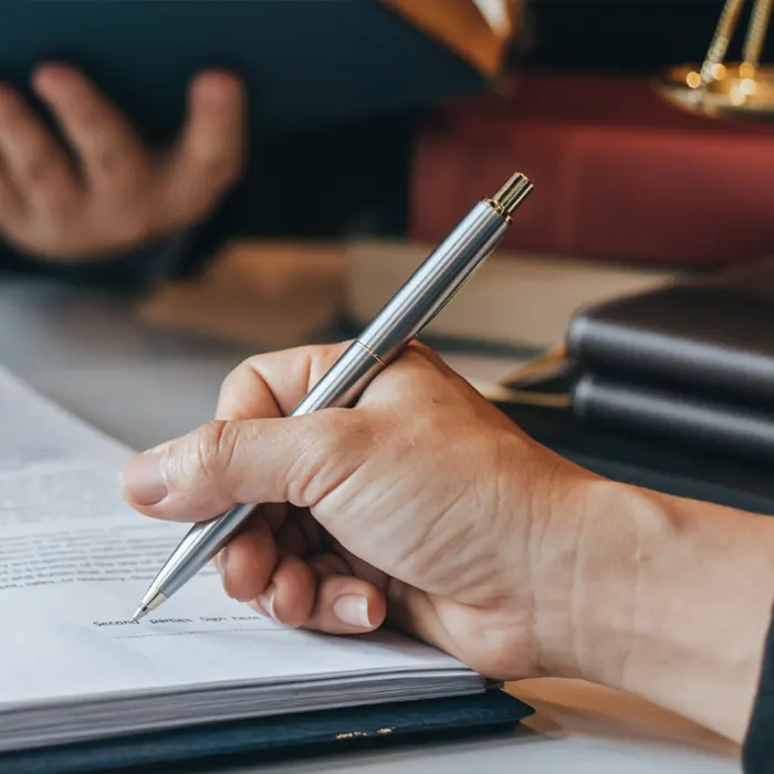 Lawyers working at a desk