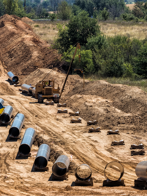 Earth dug up to install pipeline