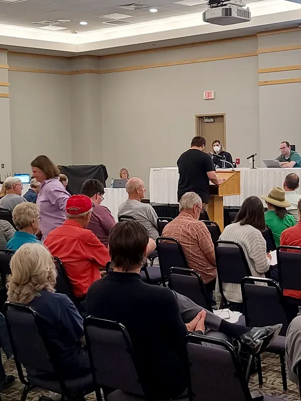 Crowd in the room at the Fergus Falls Administrative Law Judge Hearing on CO2 Pipeline FEIS