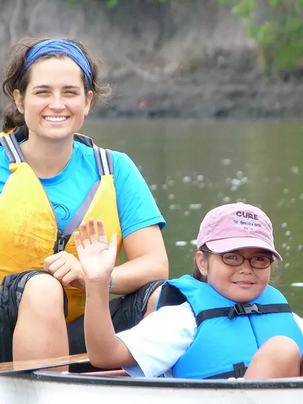 Two people in a canoe on the water