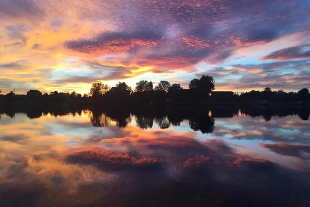 Colorful Sunrise Reflected in Lake