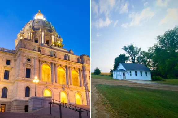 MN State Capitol and rural townhall