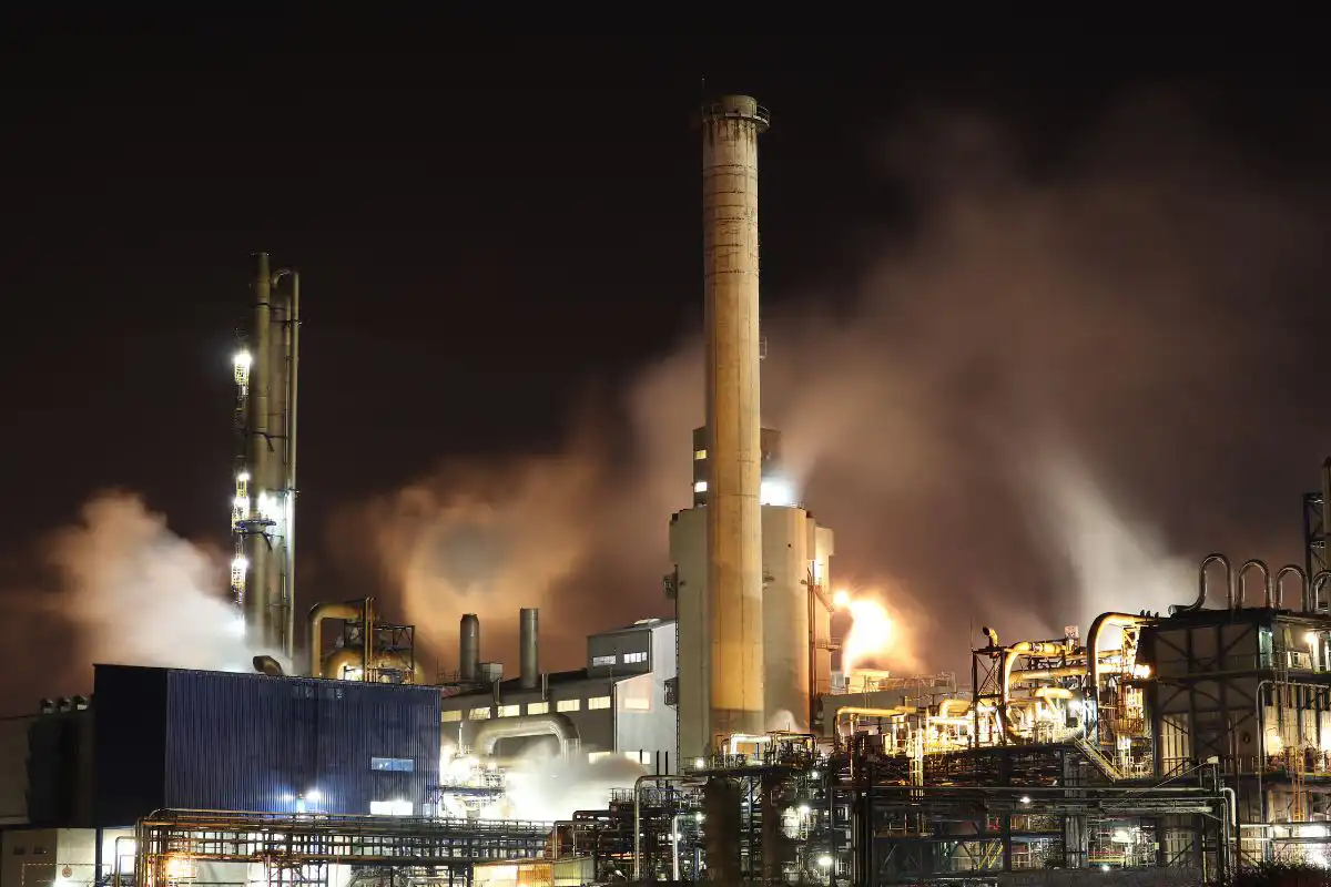 industrial facility at night