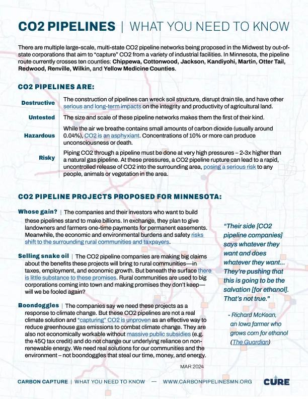 CO2 Pipelines Fact Sheet