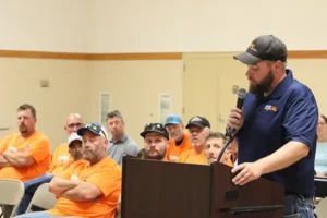 Union Member Speaking at Public Hearing