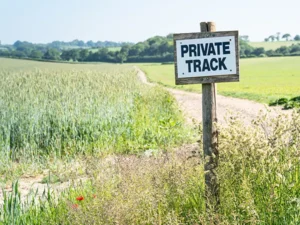 Private Track Sign on Land