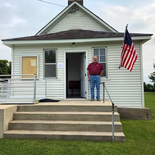 Voter at a country town hall